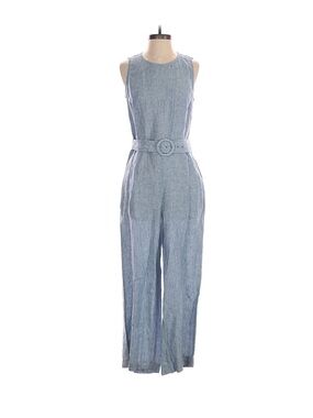 LOFT Sleeveless Linen Wide-Leg Belted Jumpsuit